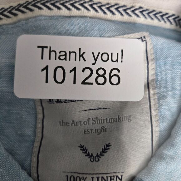 HERITAGE REPORT COLLECTION 100% Linen Shirt Men's XL Light Blue Short Sleeve - Picture 9 of 9